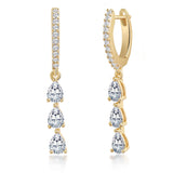 Brass 18k Rose Gold Pear Crystal Dangler Earring Pair For Women
