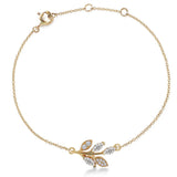 Brass 18k Rose Gold Marquise Vine Bracelet For Women