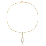 Brass 18k Rose Gold Crystal Studded Motif Chain Anklet For Women