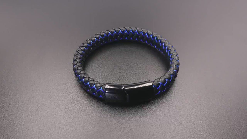 Fred Bennett Stainless Steel Blue Leather Tunnel Bracelet | Barnardo's  Online Charity Shop