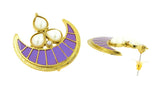 Crescent Chaand 18K Gold Lavender Purple Meenakari Pearl Stud Earring