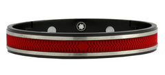 Stainless Steel Red Oval Free Size Kada Stylish Bracelet Men