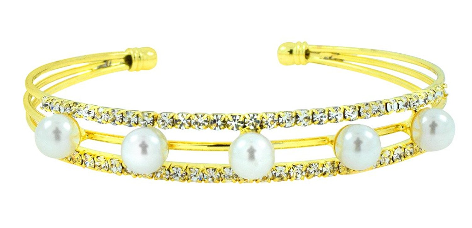 Daily Work Wear Pearl Cz Stud Earring + Light Weight Cuff Kada Combo