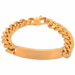 316L Stainless Steel Curb Solid Matt Finish Plate Bracelet Men