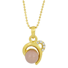 Heart Love 18K Gold Cz Pearl Necklace Pendant Chain