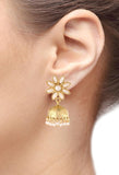 Pearl Gold Plated Flower Cute Ethnic Traditional Jhumki Earring For Women