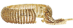 Free Size Three Dimensional Champagne 14K Gold Kada Bracelet Bangle