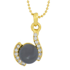 Trendy Rhodium Plated Cz Pearl Necklace Pendant Chain Set Girls