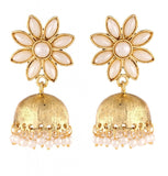 Pearl Gold Plated Flower Cute Ethnic Traditional Jhumki Earring For Women