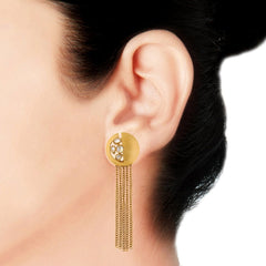 Designer Long Kundan Antique Gold Plated Dangling Tassel Earring For Women
