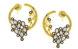 Flower Filigree Victorian Kundan American Diamond Gold Crescent Stud Earring
