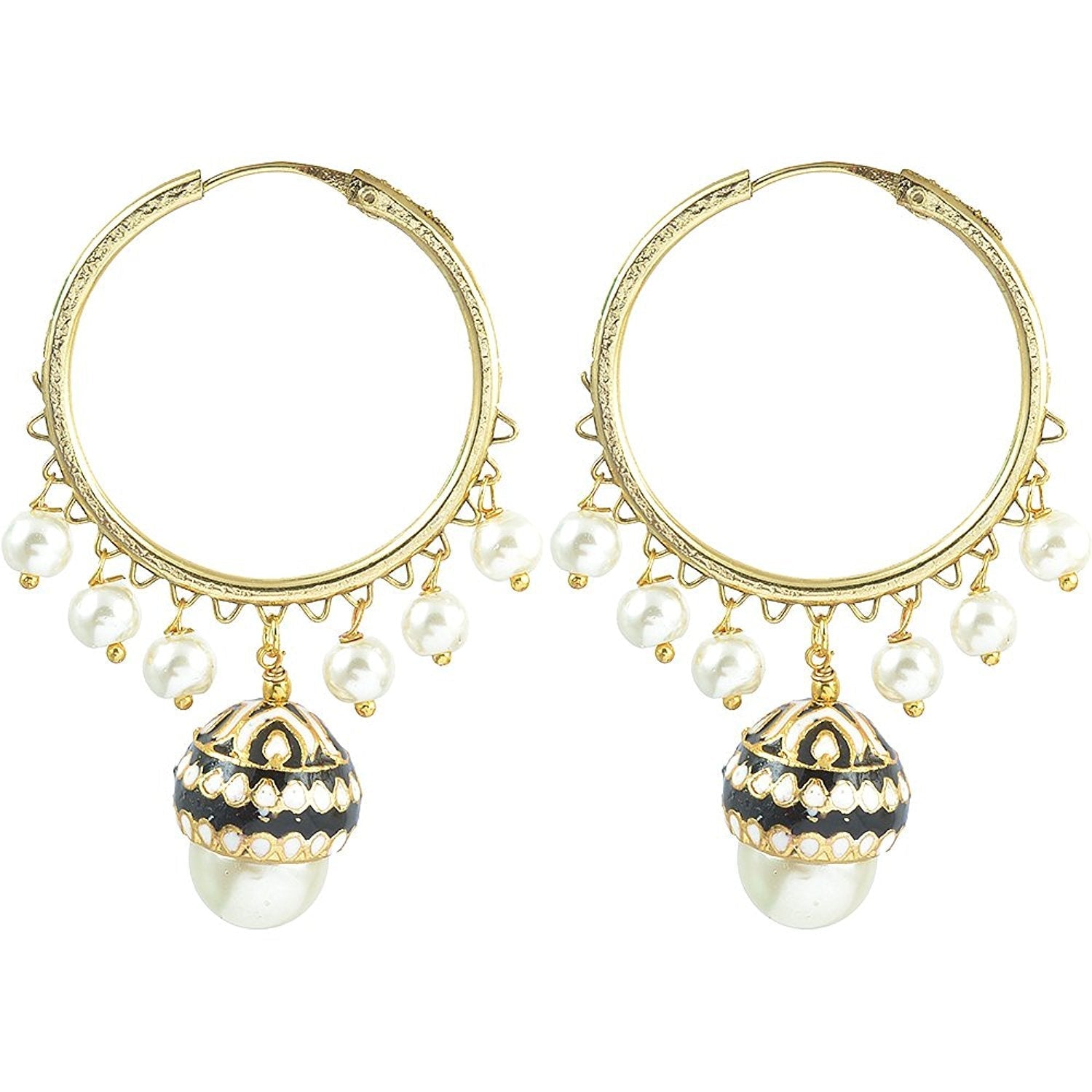 Pearl Enamel Bali Earrings