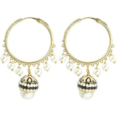 Pearl Enamel Bali Earrings