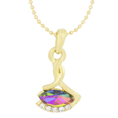Rainbow 18K Gold Plated Cz Necklace Pendant Chain Set Girls