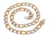316L Stainless Steel Silver Gold Solid Figaro Curb Chain For Men 23.5"