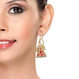 Rani Pink Meenakari Gold Plated Pearl Jhumki Earring For Women