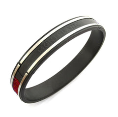 Stainless Steel Red Oval Free Size Kada Stylish Bracelet Men