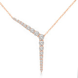 Brass 18k Rose Gold Crystal Encrusted Y Necklace For Women