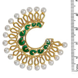 Chaand Bali Filigree Gold Green Meenakari Pearl Earring For Women