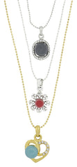 Flower CZ Silver Pearl Pendant Chain Necklace Combo