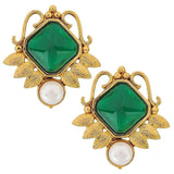 Faceted Green Stone 18K Gold Plated Victorian Stud Earring For Women