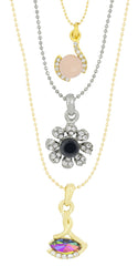 Rainbow 18K Gold Plated CZ Necklace Pendant Chain Set Girls
