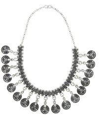 Tribal Oxidized German Antique Silver Ginni Coin Choker Necklace