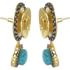 Antique Gold Plated Kundan Green Drop Dangling Earring For Women