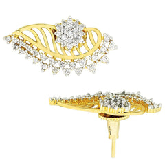 Flower 18K Gold Plated Ear Cuff Jacket Pair Stud Earring For Women