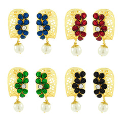 Victorian Matte Gold CZ Sapphire Blue Stud Earring