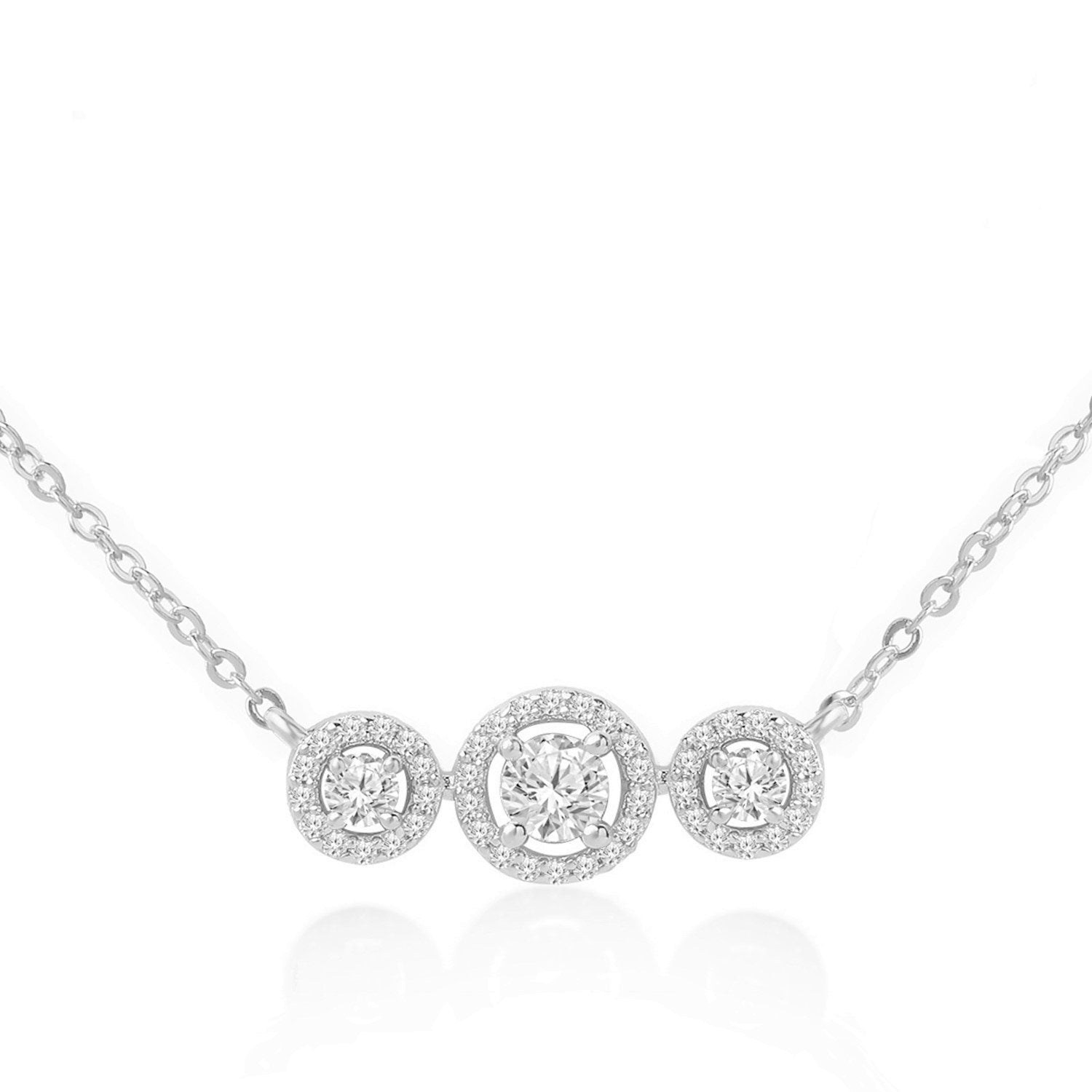 Rub Over Diamond Trilogy Pendant Necklace 0.30ct G/SI 18k White Gold – All  Diamond