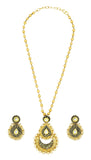 Rope Design Gold Brass Pendant Chain Pendant Earring Set For Women