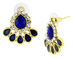 Leaf Enamel Blue Brass Pendant Chain Pendant Earring Set For Women