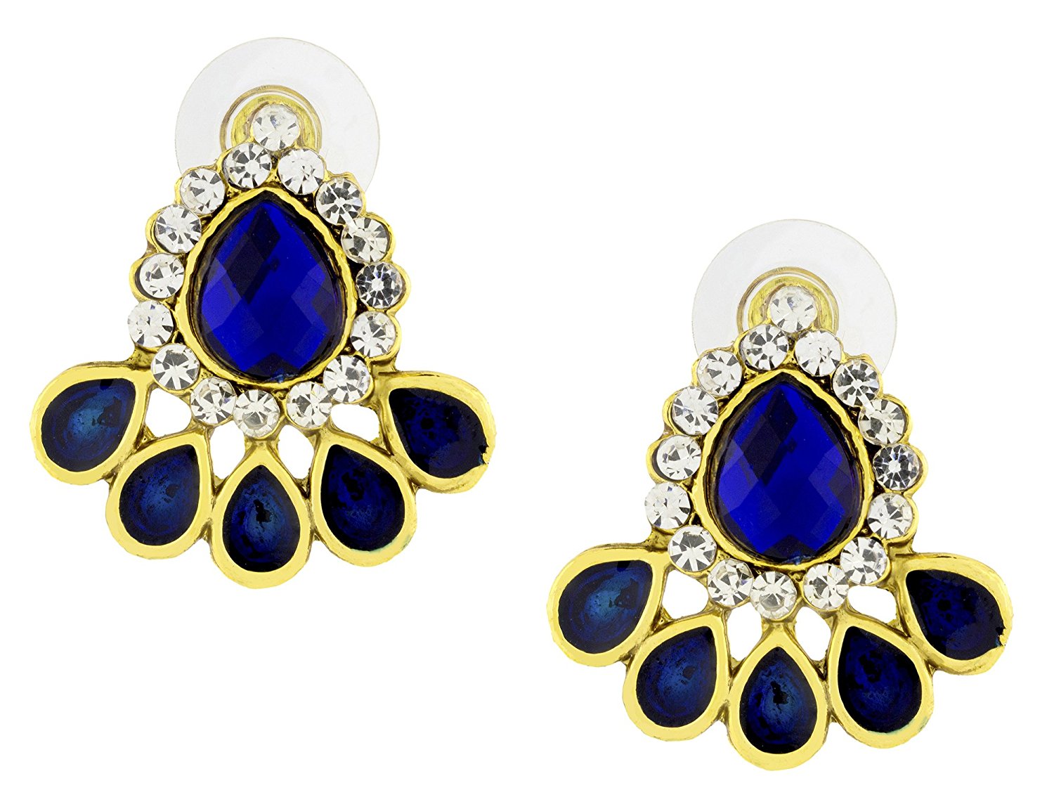 Leaf Enamel Blue Brass Pendant Chain Pendant Earring Set For Women
