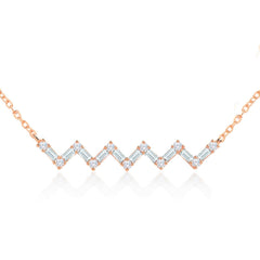 Brass 18k Rose Gold Zigzag Chain Necklace For Women