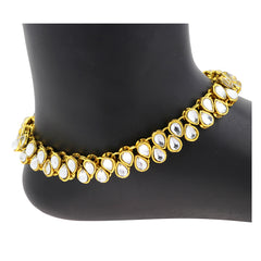 Bridal Traditional Gold Plated Kundan Anklet Payal For Women