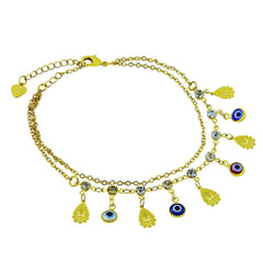 Turkish Evil Eye Hamsa Indo Dainty Delicate Charms Single Leg Payal