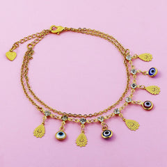 Turkish Evil Eye Hamsa Indo Dainty Delicate Charms Single Leg Payal