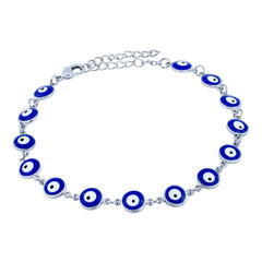 Turkish Blue Evil Eye Dainty Delicate Charms Single Leg Silver Payal