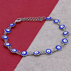 Turkish Blue Evil Eye Dainty Delicate Charms Single Leg Silver Payal