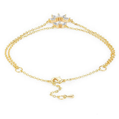 Marquise Cut Cubic Zirconia Gold Link Chain Layer Single Anklet For Women