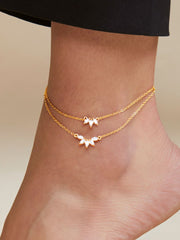 Marquise Cut Cubic Zirconia Gold Link Chain Layer Single Anklet For Women