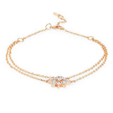 Marquise Cut Cubic Zirconia Gold Link Chain Layer Single Anklet For Women
