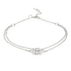 Marquise Cut Cubic Zirconia Gold Link Chain Layer Single Anklet For Women