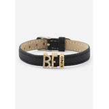 Be Kind Cubic zirconia Leather Copper Black Gold Wrist band Bracelet Women