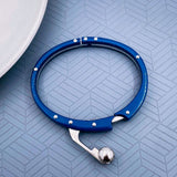 Toughened Fibre Neon Navy Blue Rubber Stainless Steel Bracelet For Men