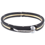 Toughened Black Fibre Gold Stainless Steel Cz Bracelet For Men