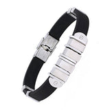 Black Surgical Stainless Steel Rubber Bracelet For Men