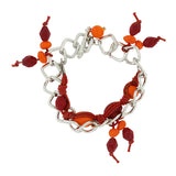 Orange Red Beads Charms Links Bracelet For Women Girls
