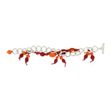 Orange Red Beads Charms Links Bracelet For Women Girls
